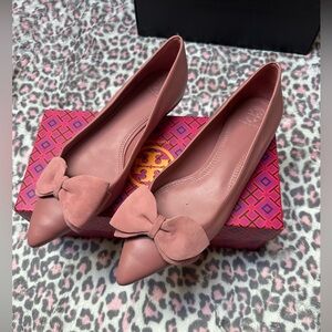 Tory Burch pink leather and suede ballet flats size 9M